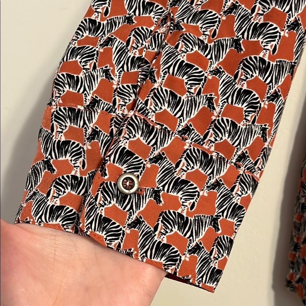 Splendid Zebra Novelty Print Shirt Maternity Pea in the Pod Button Down Blouse - Picture 3 of 7